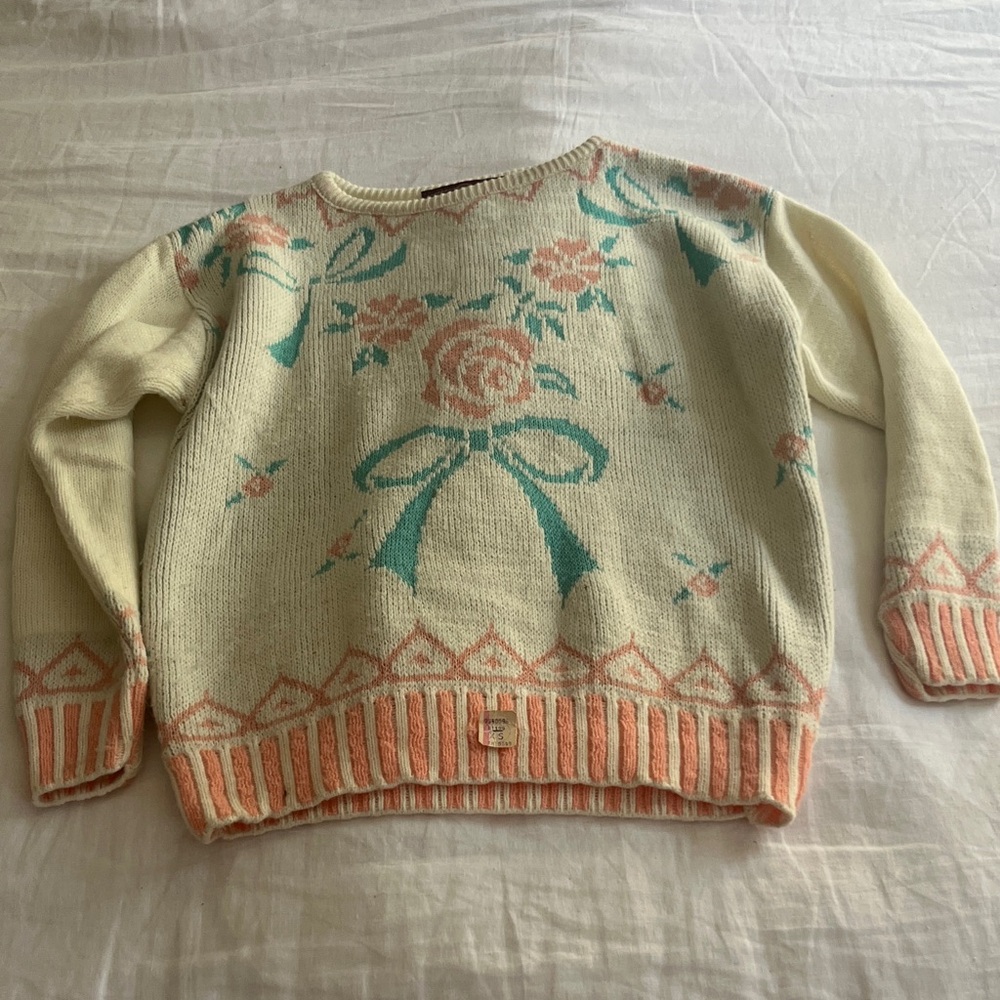 Worthington Cream and Pink Floral Sweater